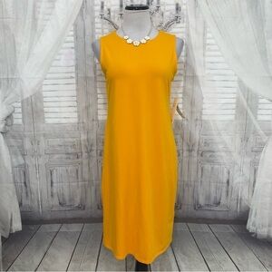 Eileen Fisher Size Small Mango Yellow Orange Crew Neck Pullover Dress Sleeveless